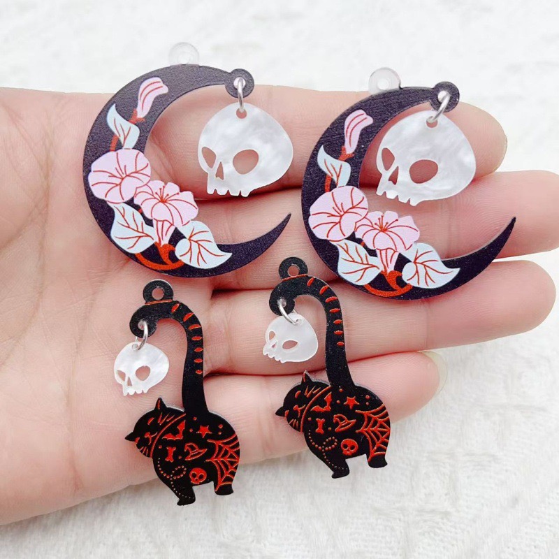 Jewelry & Watches Store - 10pcs Halloween Acrylic Ghost Black Cat