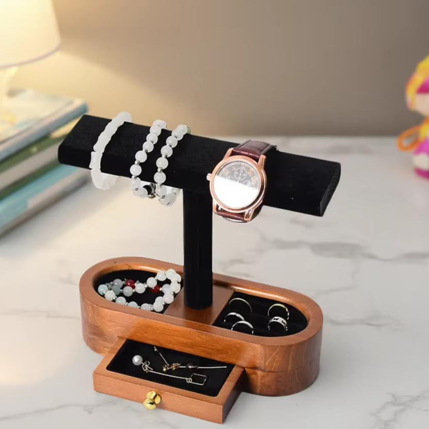 Jewelry And Watches Store - Jewelry Rack Solid Wood Jewelry Stand