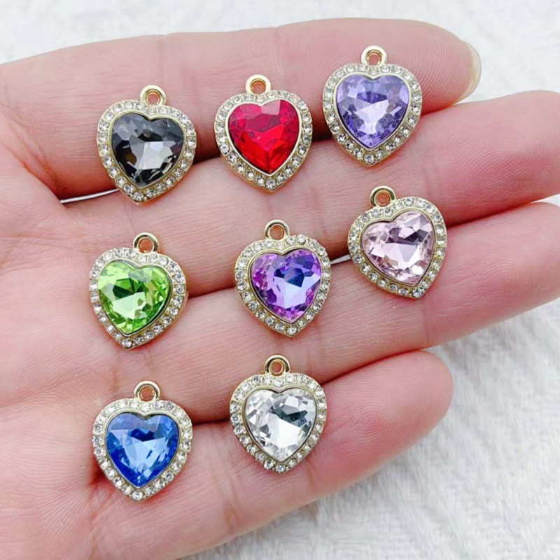 10pcs heart-shaped inlaid colo - Jewelry & Watches Store incelemesi ve fiyatı