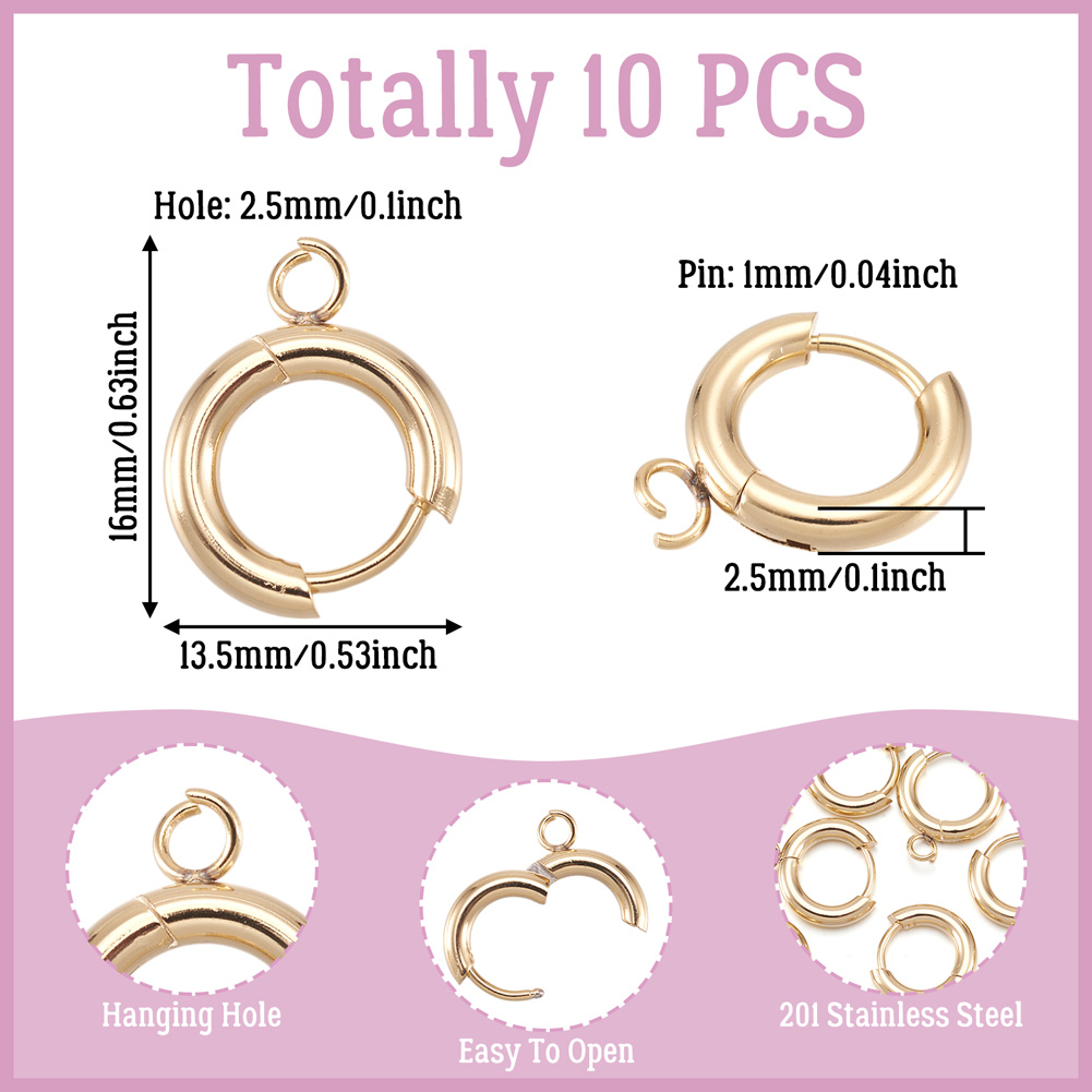 10pcs 201 Stainless Steel Hugg - Hoop Earrings incelemesi ve fiyatı