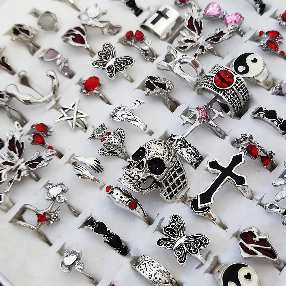  8/10/15/20Pieces Retro Gothi - Gothic Skull Ring incelemesi ve fiyatı