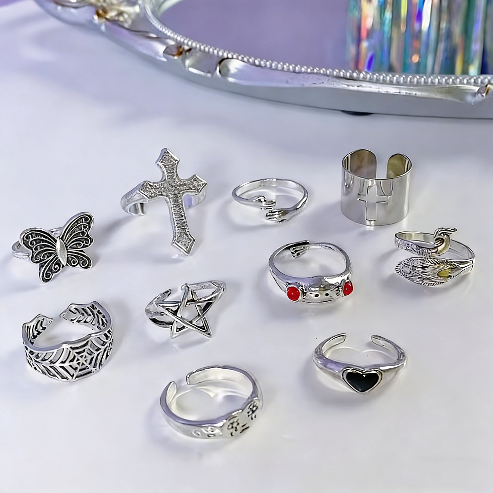  8/10/15/20Pieces Retro Gothi - Gothic Skull Ring incelemesi ve fiyatı