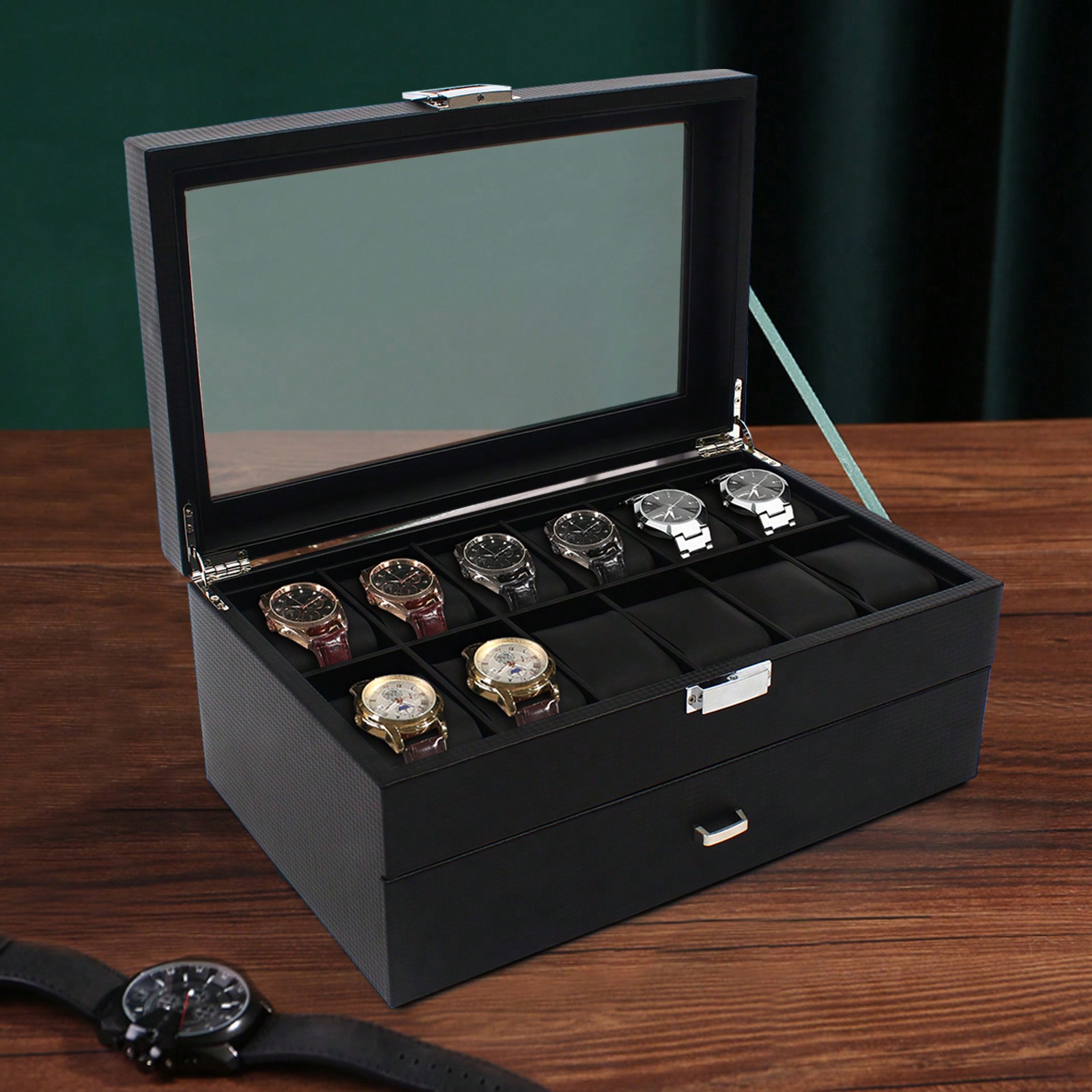24 Slot Men Watch Display Case - Jewelry Box Organizer Watches incelemesi ve fiyatı