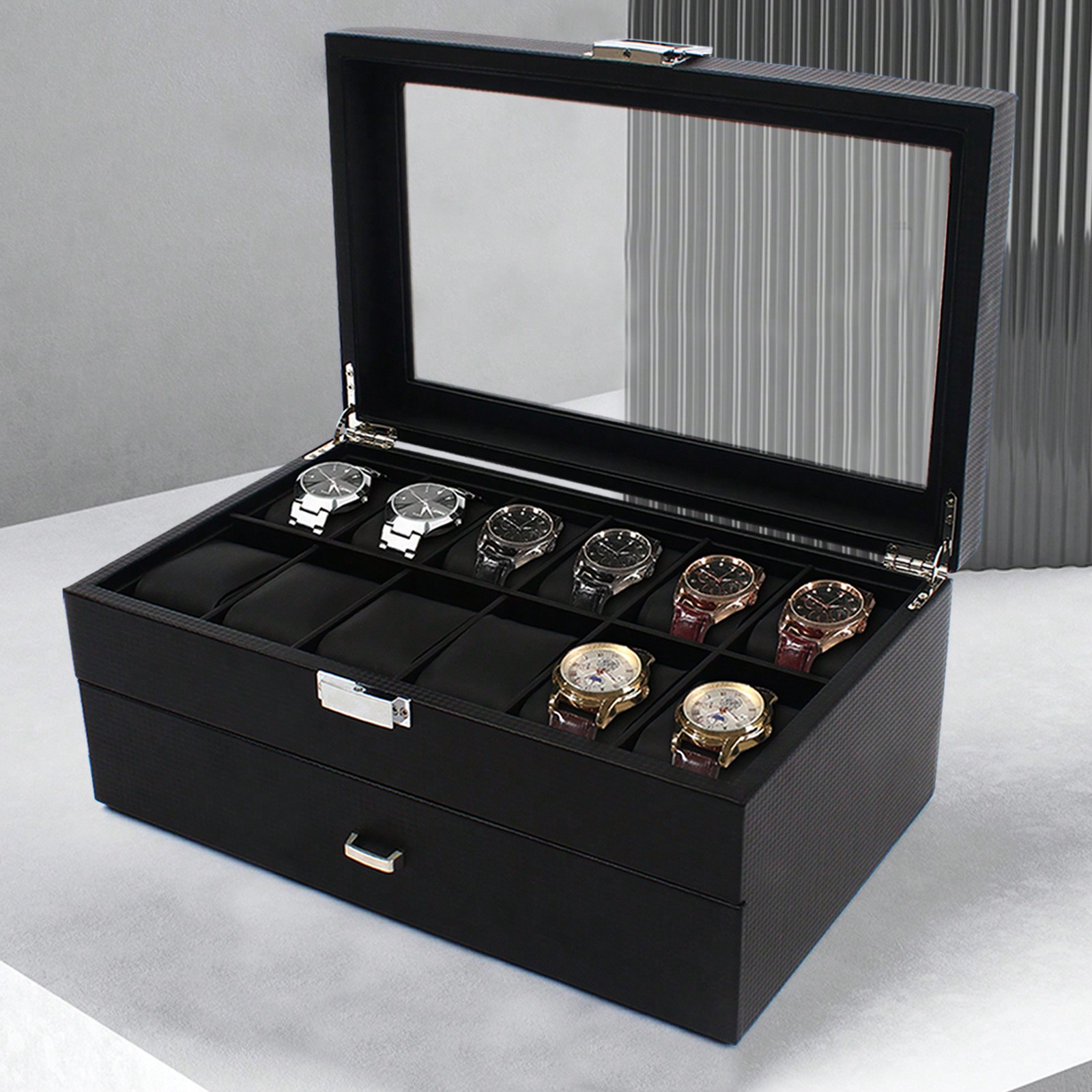 24 Slot Men Watch Display Case - Jewelry Box Organizer Watches incelemesi ve fiyatı