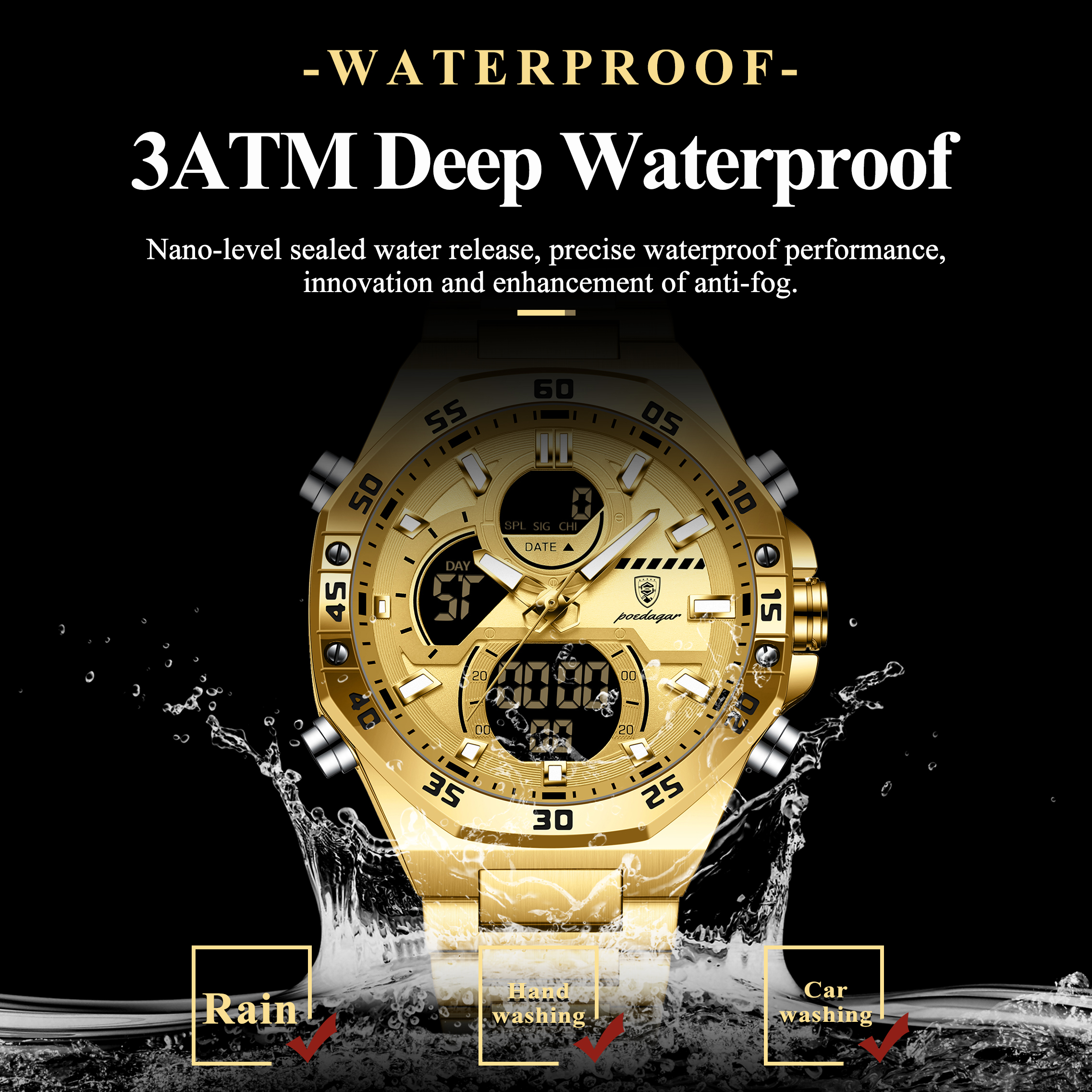 POEDAGAR Sport Men Watch LED W - Jewelry Watch incelemesi ve fiyatı