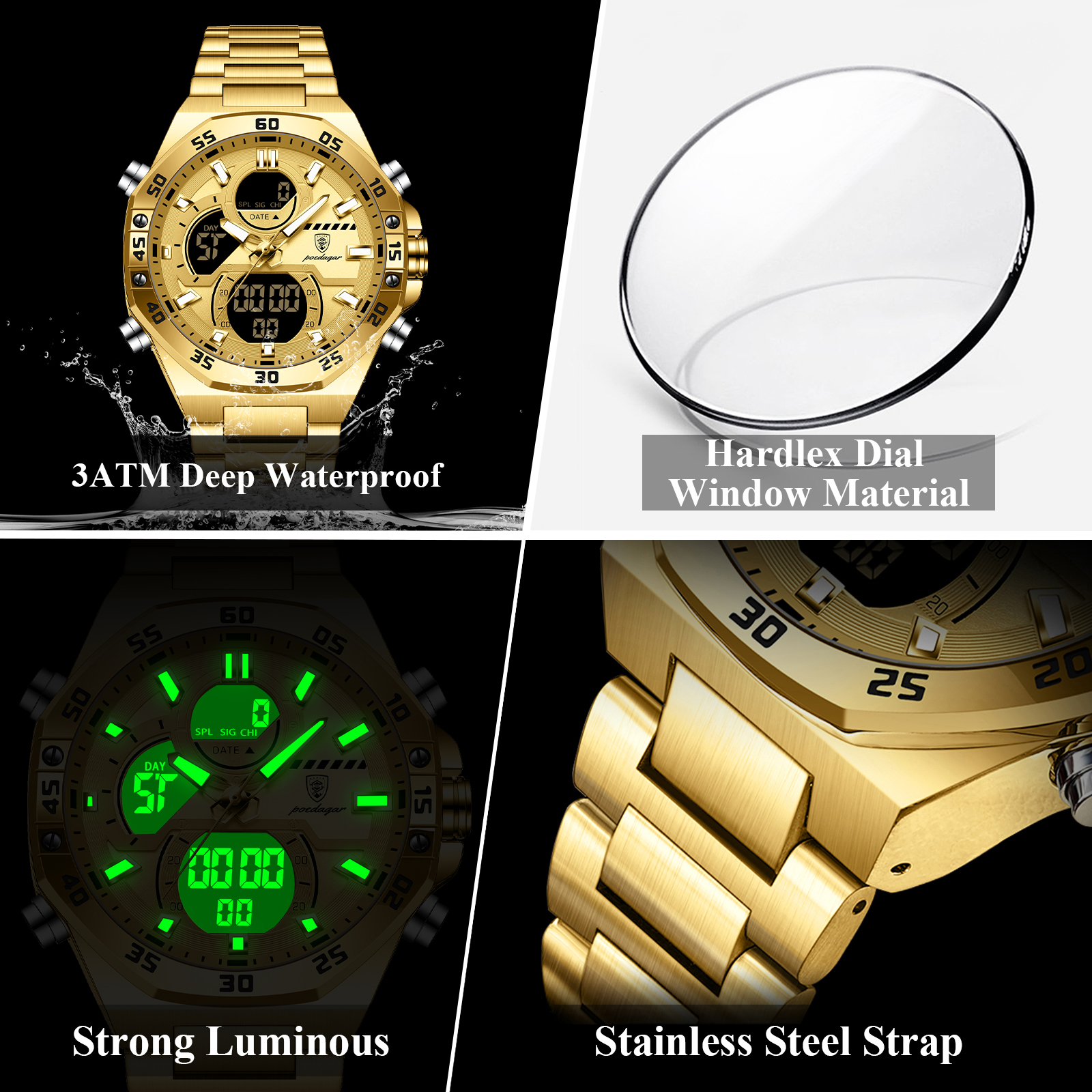 POEDAGAR Sport Men Watch LED W - Jewelry Watch incelemesi ve fiyatı