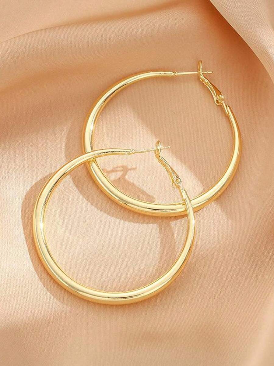 Shiny Gold Tone Y2K Minimalist - Hoop Earrings incelemesi ve fiyatı