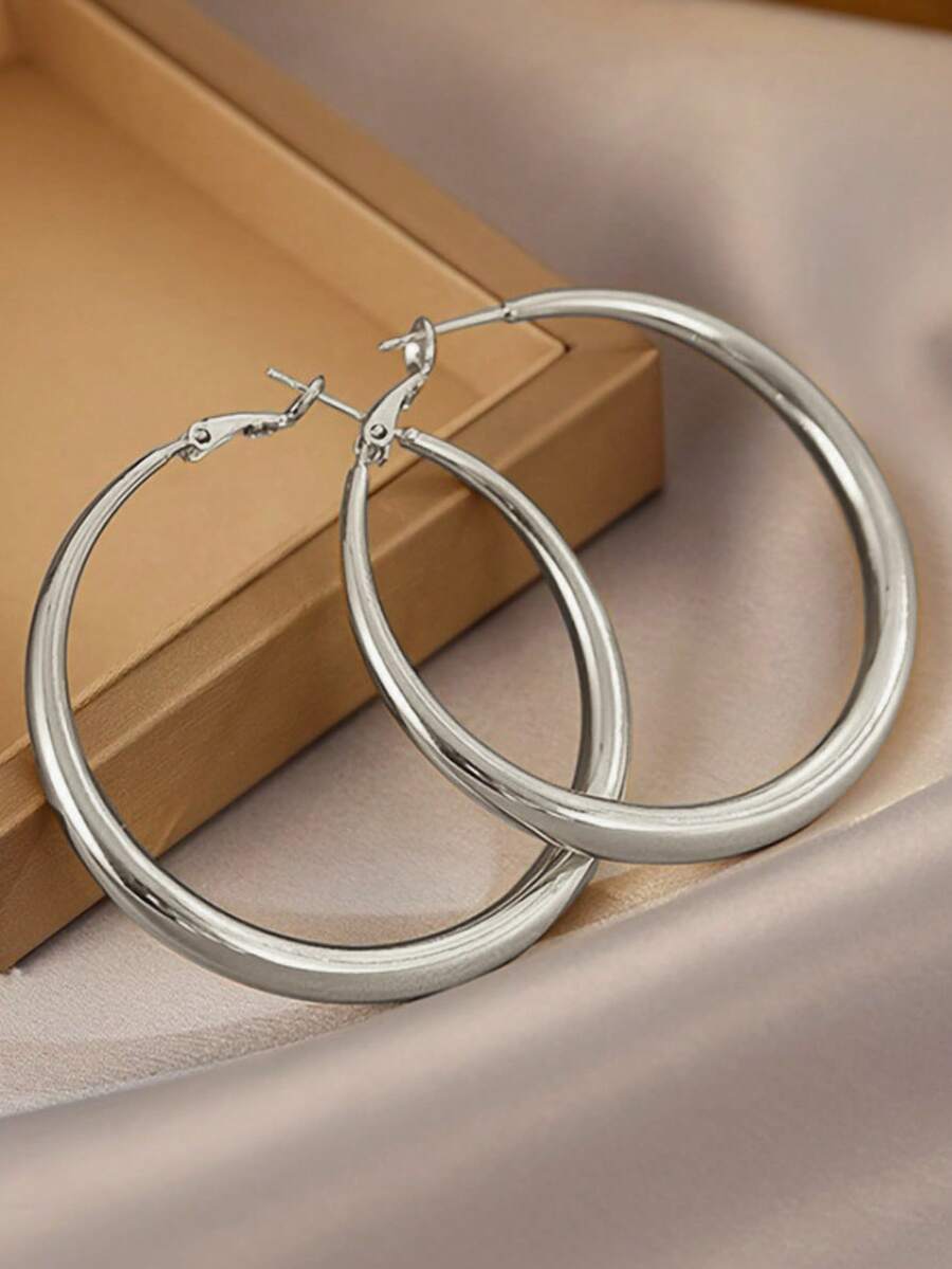 Shiny Gold Tone Y2K Minimalist - Hoop Earrings incelemesi ve fiyatı