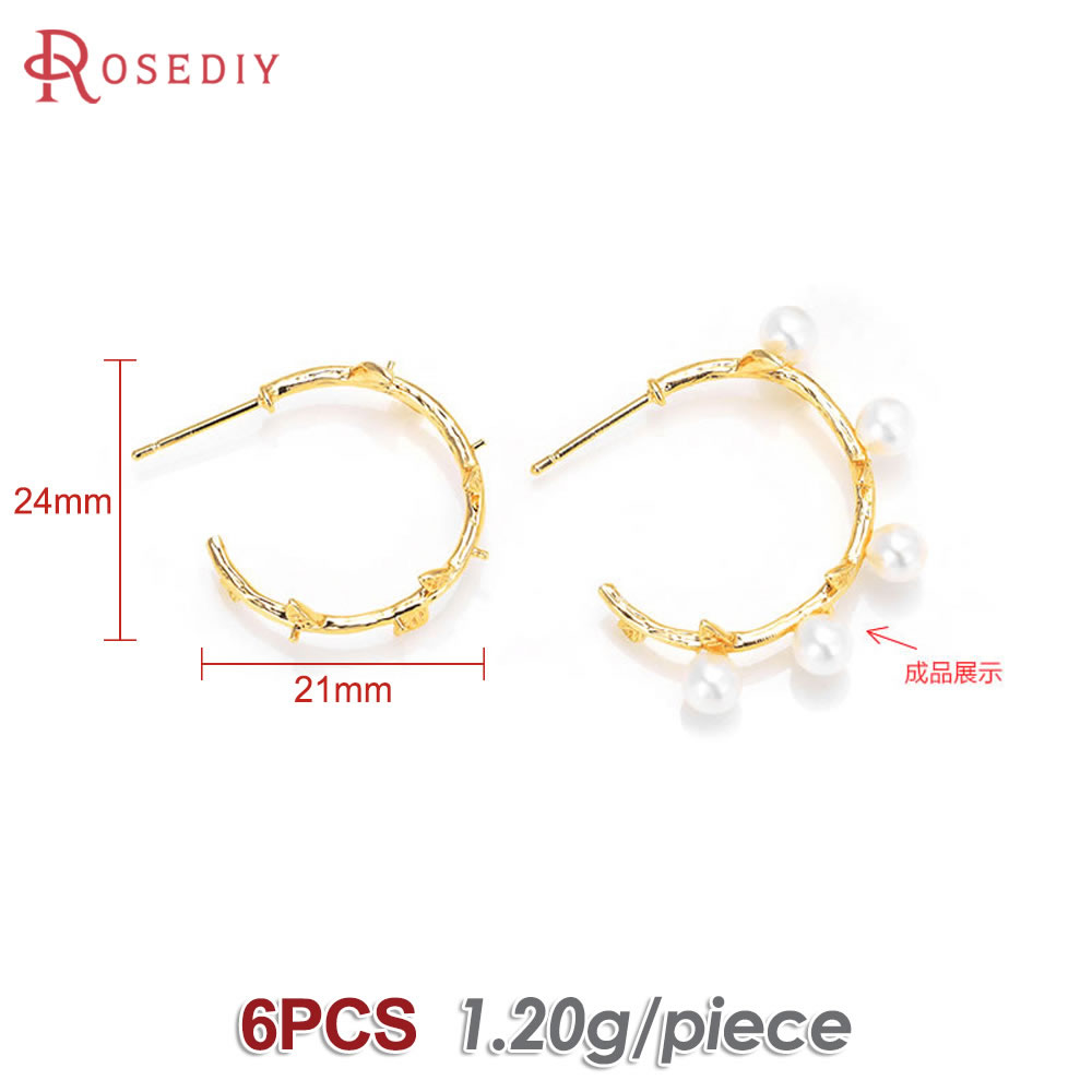 6PCS 18K Gold Color Brass with - Hoop Earrings incelemesi ve fiyatı
