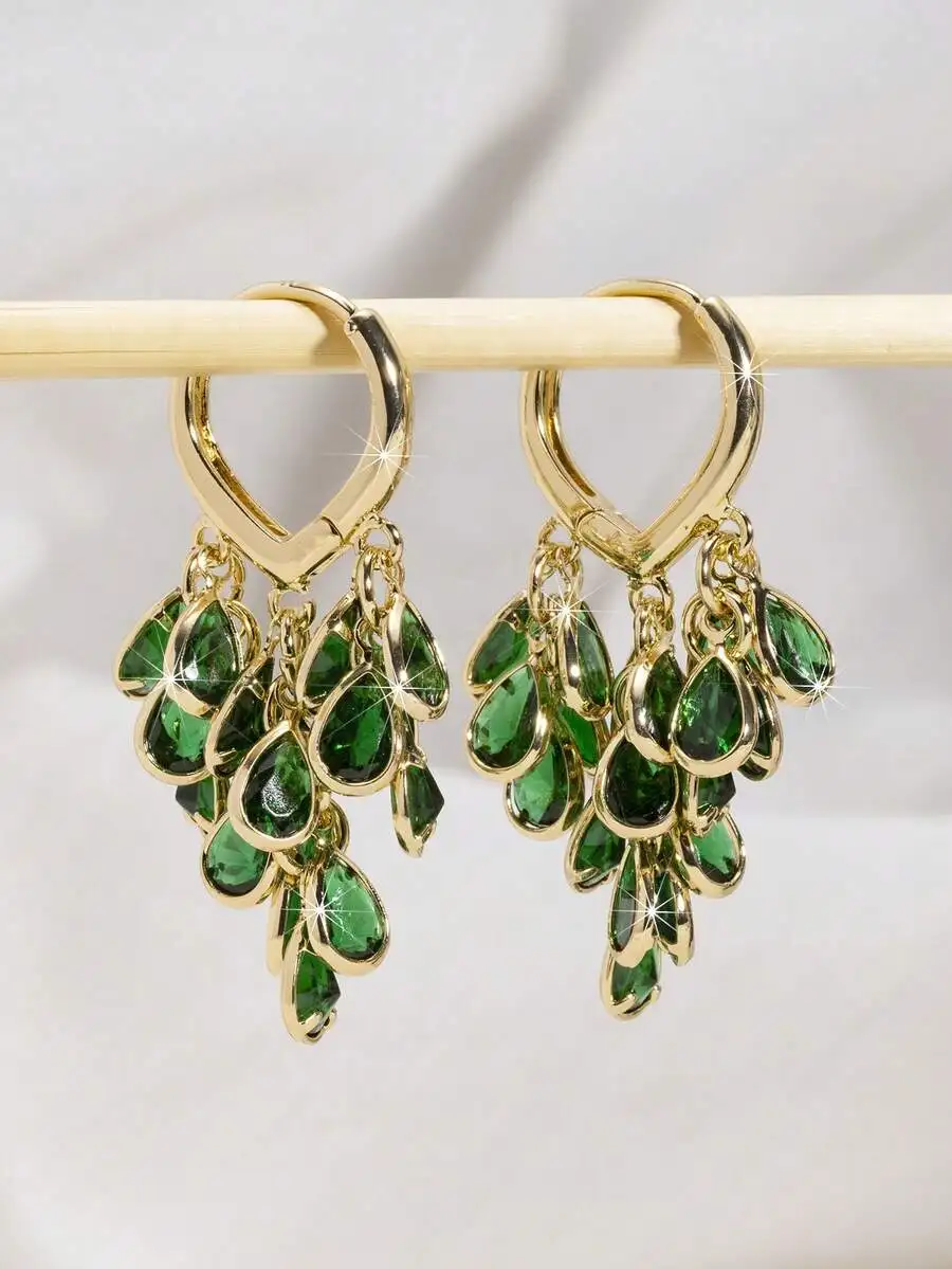 Elegant Gold Tone Teardrop Zir - Hoop Earrings incelemesi ve fiyatı